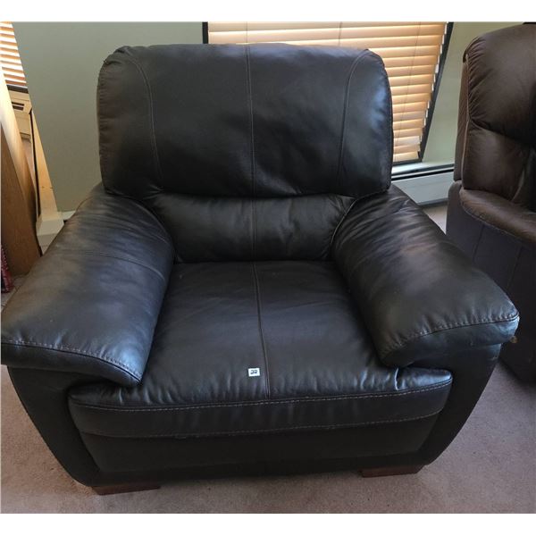 Dark Brown Leather Armchair with Cushion