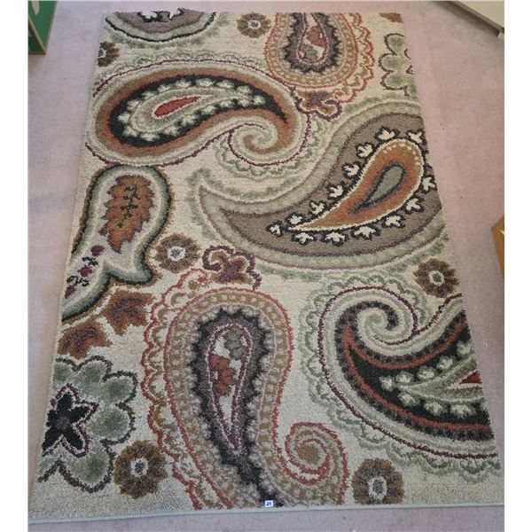 Rectangular Area Rug With Multicolour Paisley Pattern