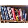 Image 4 : Wood Bookcase With Mixed Reference and Travel Books Including Dictionaries
