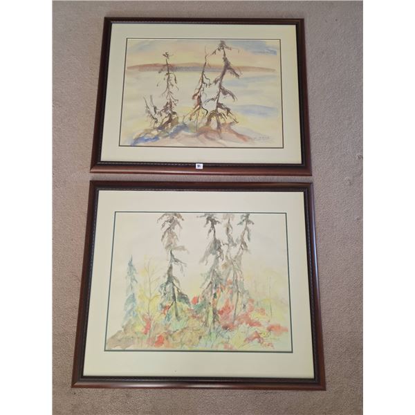 Framed Sirkka McKerrell Watercolours, Signed, Inuvik NWT, Peters Gallery