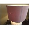 Image 4 : Two Cream Textured Ceramic Table Lamps With Mauve Drum Shades