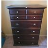Image 1 : Dark Wood Six-Drawer Chest with Silver Square Pulls