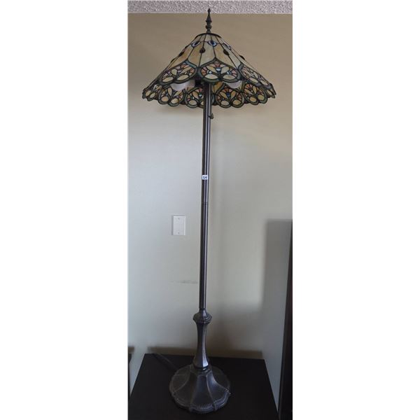 Colour Creations Timeless Serenity Tiffany-Style Floor Lamp with Stained Glass Shade
