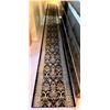 Image 1 : Black and Beige Floral Patterned Hallway Runner Rug