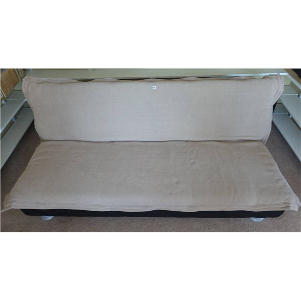 Beige Fabric Futon Sofa Bed with Removable Cover