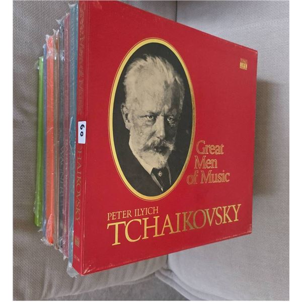 Great Men of Music Boxed LP Sets, 10 Volumes, Sealed: Tchaikovsky, Haydn, Bartók, Wagner