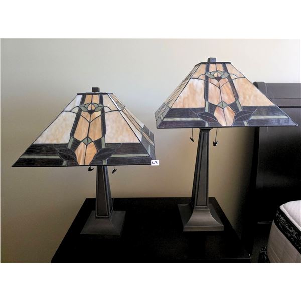 2 Colour Creations Tiffany Style Table Lamps, Stained Glass, 2003.