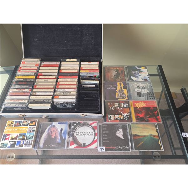 Cassette Tapes with Case and 10 Music CDs