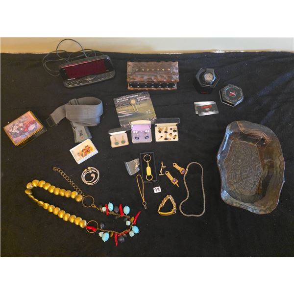 Jewelry, Casio G-Shock Watch, Pottery Platter, Cufflinks, Pins, Memorabilia