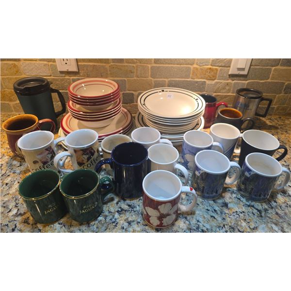 Assorted Coffee Mugs, Plates and Bowls