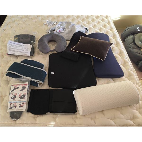 Orthopedic Supports, Heating Pad, Neck Pillow, and Pillows