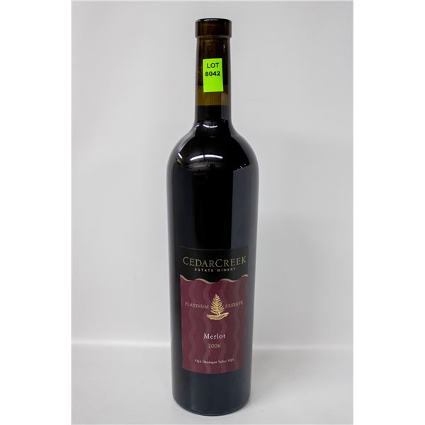 CEDAR CREEK PLATINUM RESERVE MERLOT 2006
