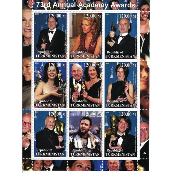 73rd Annual Academy Awards - Turkmenistan - Cinderella Stamp Set