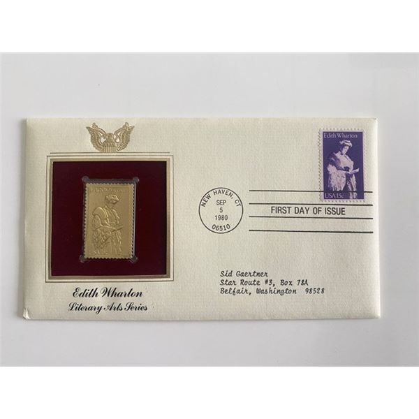 Edith Wharton Literary Arts Series Gold Stamp Replica First Day Cover