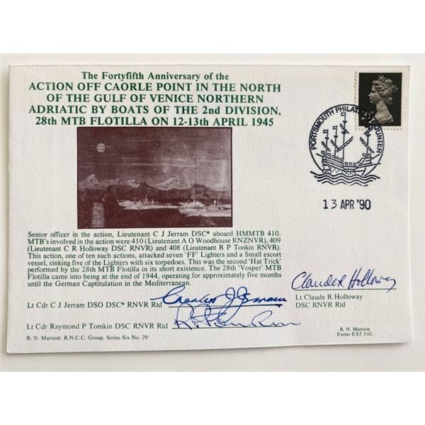 WWII Action Off Caorle Point 1945 by 28th MTB Flotilla Signed by 3 Survivors