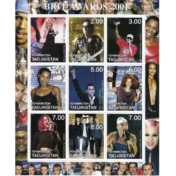 Brit Awards 2001 - Tadjikistan - Cinderella Stamp Set