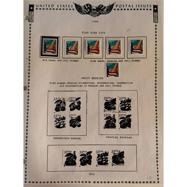 1999 U.S. Flag Over City & Fruit Series Stamp Booklet Collection