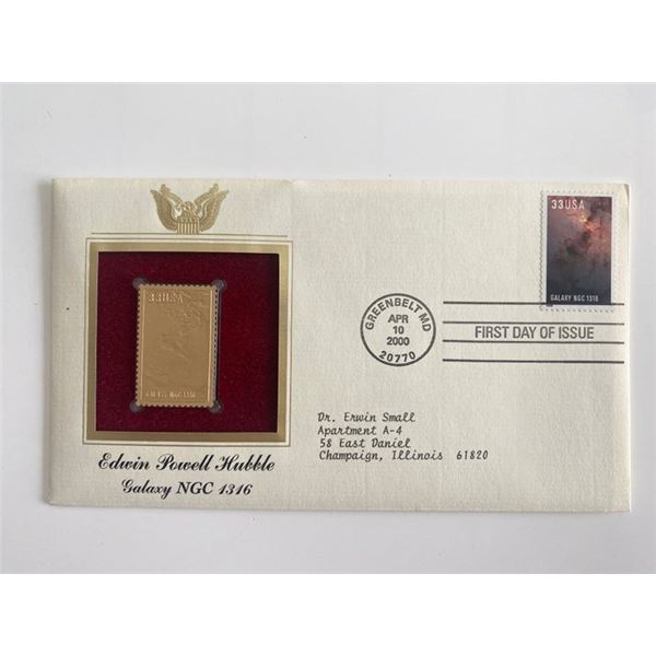 Edwin Powell Hubble Galaxy NGC 1316 Gold Stamp Replica First Day Cover