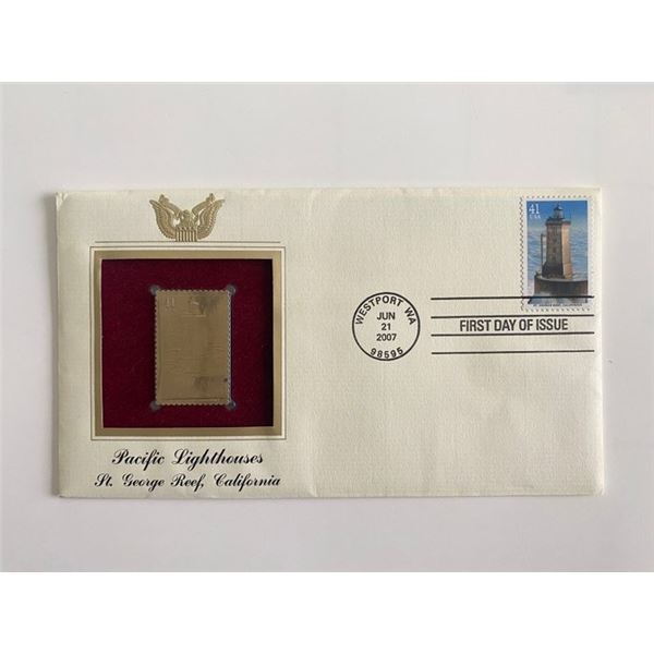 Pacific Lighthouses: St. George Reef, California Gold Stamp Replica First Day Cover