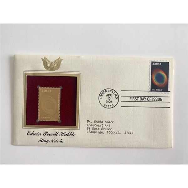 Edwin Powell Hubble Ring Nebula Gold Stamp Replica First Day Cover