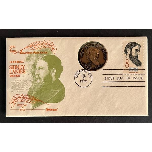 Sidney Lanier First Day Cover and commemorative coin