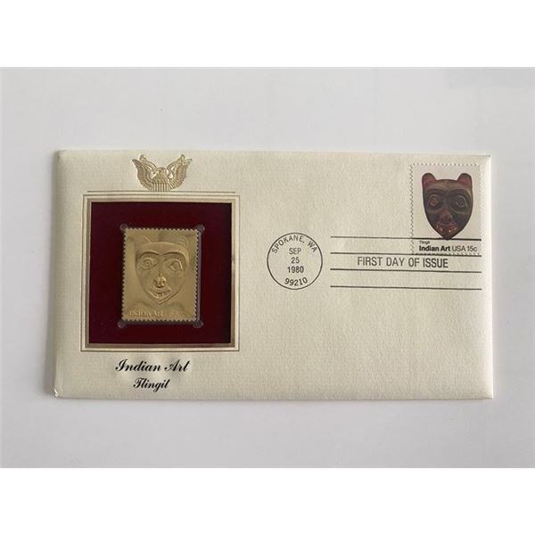 Indian Art Tlingit Gold Stamp Replica First Day Cover
