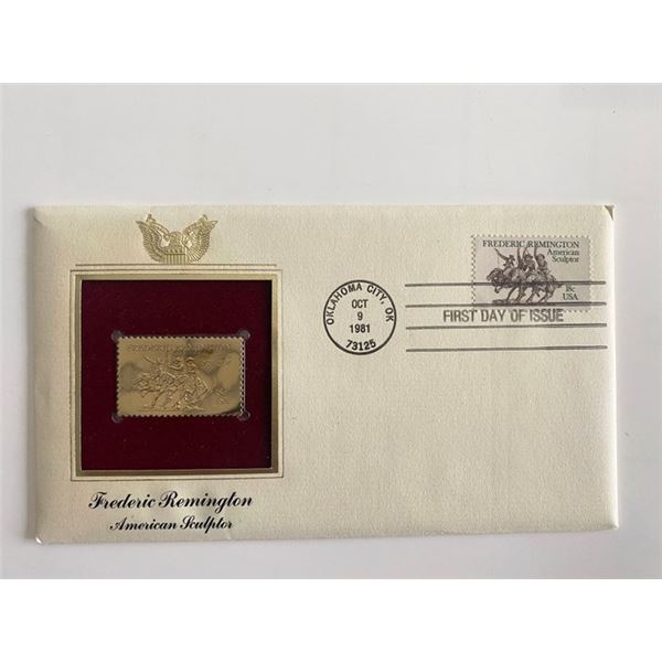 Frederic Remington: American Sculptor Gold Stamp Replica First Day Cover