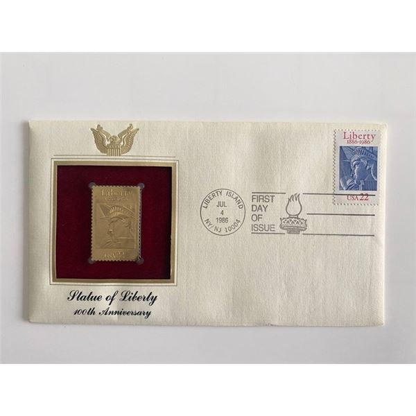 Statue of Liberty: 100th Anniversary Gold Stamp Replica First Day Cover