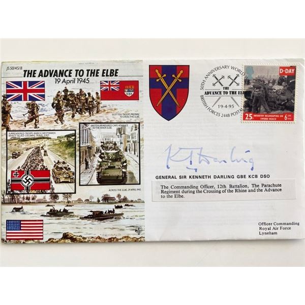 General Kenneth Darling signed 50th Anniversary WW2 Cover JS50/45/8 The Advance to The Elbe