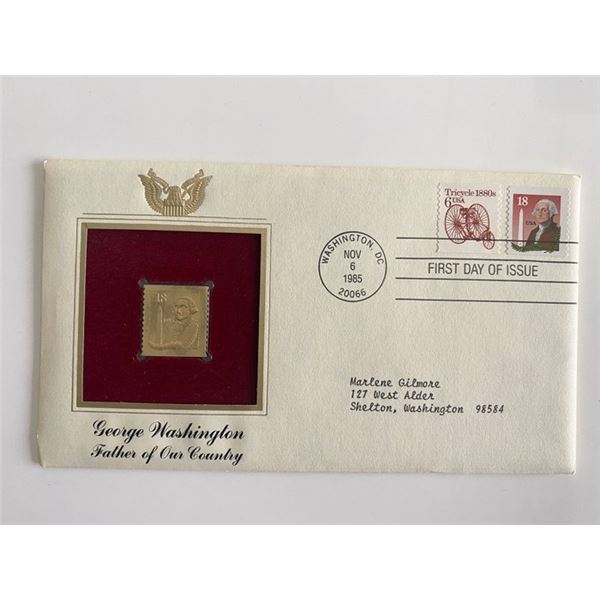 George Washington: Father of Our Country Gold Stamp Replica First Day Cover
