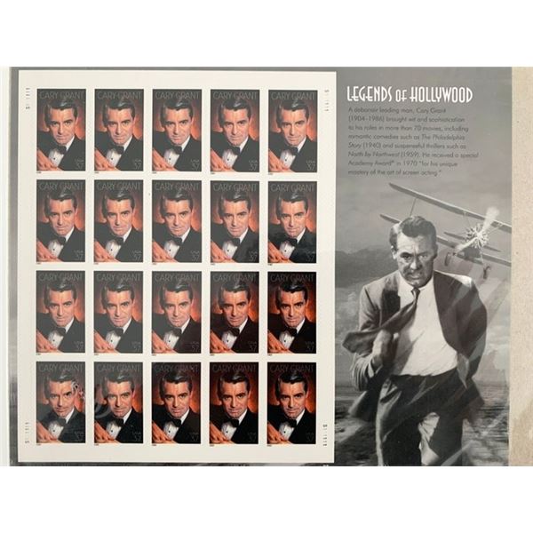 USPS Cary Grant Legends of Hollywood Sheet of Twenty 37 Cent Stamps Scott 3692