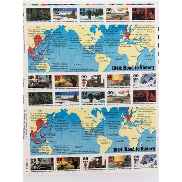 1944 WWII Road to Victory Sheet Collectible Stamp Sheet of 20