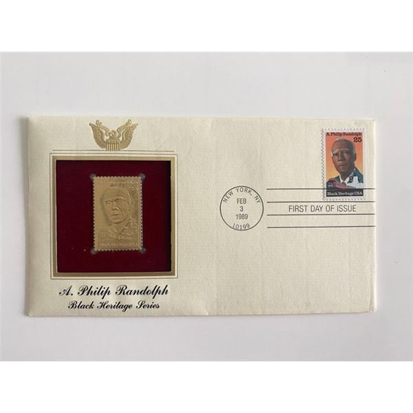 A. Philip Randolph: Black Heritage Series Gold Stamp Replica First Day Cover