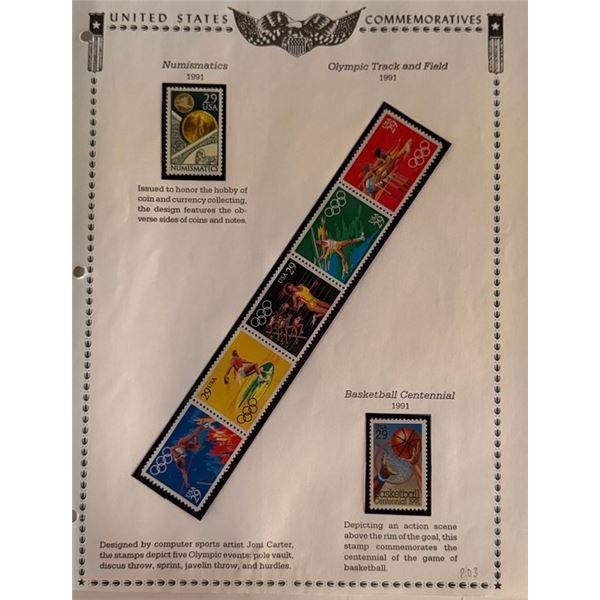 1992 U.S. Numismatics, Olympic Track & Field and Basketball Stamps