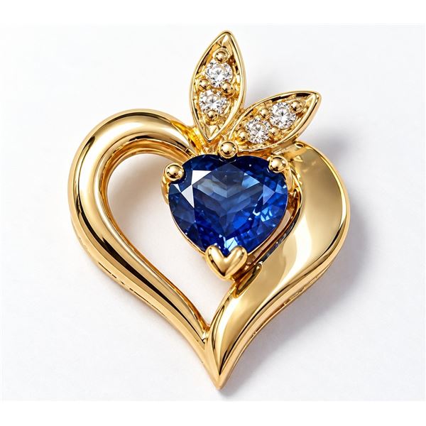 10K(2.4G),   BLUE SAPPHIRE (1CT), DIAMOND (0.02CT) PENDANT, SUGGESTED RETAIL VALUE $4000