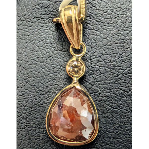 14K(0.9G), NATURAL DIAMOND (2CT) COGNAC COLOUR  PENDANT, APPRAISED INSURANCE VALUE $3430