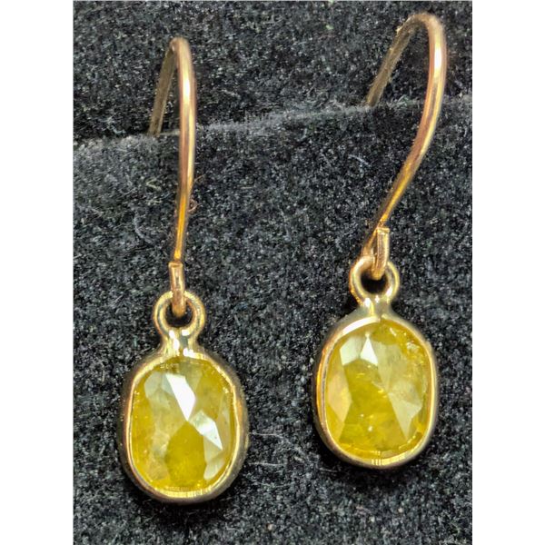 14K(0.5G),  NATURAL YELLOW DIAMOND  (0.94CT) EARRING, APPRAISED INSURANCE VALUE $3300