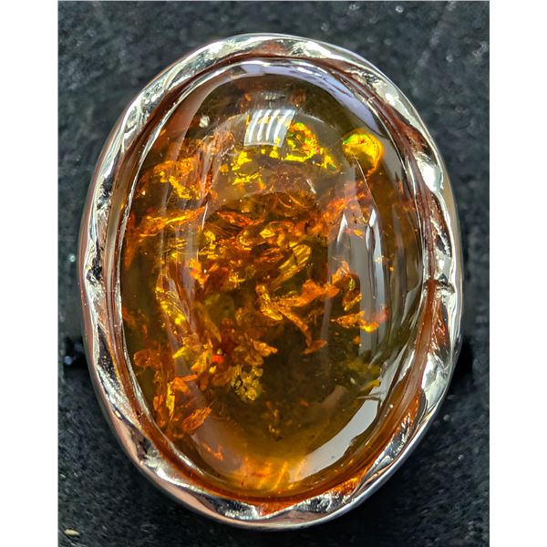 SILVER(6.3G),  AMBER RING, SUGGESTED RETAIL VALUE $360