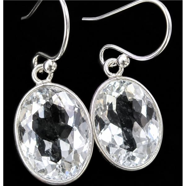 SILVER(3.3G),  WHITE TOPAZ (APP 12CT) EARRING SUGGESTED RETAIL VALUE $200