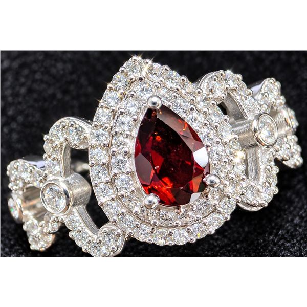SILVER(3.41G),  GARNET  (0.5CT) RING, SUGGESTED RETAIL VALUE $360