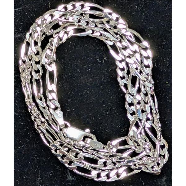 SILVER(13G),  RHODIUM PLATED ITALIAN CHAIN 24'', SUGGESTED RETAIL VALUE $350