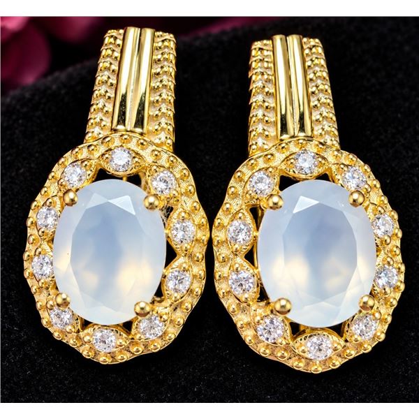 SILVER(5.35G),  CHACELDONY (APP 2.5CT) EARRING, SUGGESTED RETAIL VALUE $320