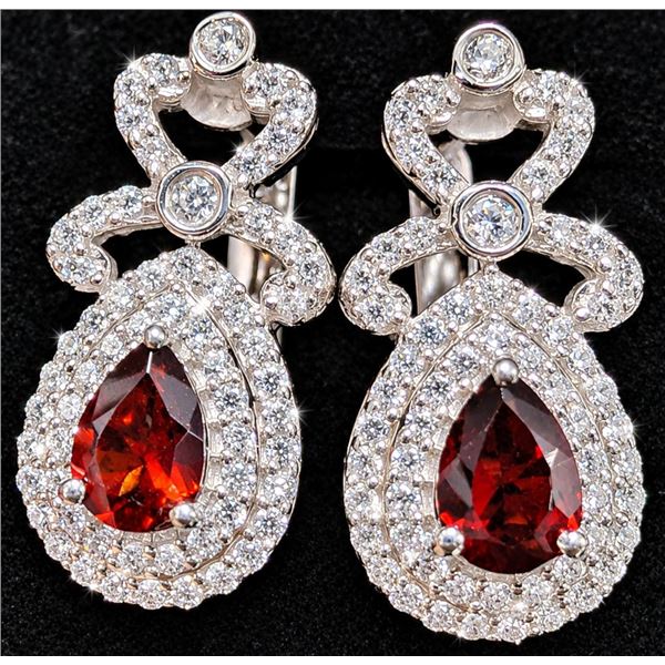SILVER(5.07G),  GARNET  (APP 1CT) EARRING, SUGGESTED RETAIL VALUE $300
