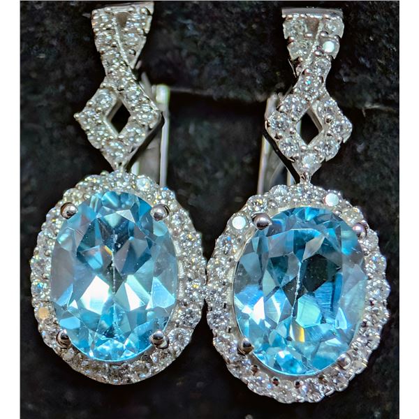 SILVER(4.64G),  BLUE TOPAZ (3CT) EARRING, SUGGESTED RETAIL VALUE $280