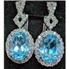 Image 1 : SILVER(4.64G),  BLUE TOPAZ (3CT) EARRING, SUGGESTED RETAIL VALUE $280
