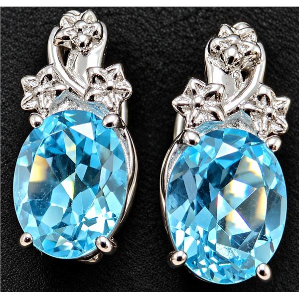 SILVER(4.05G),  BLUE TOPAZ (3CT) EARRING, SUGGESTED RETAIL VALUE $280