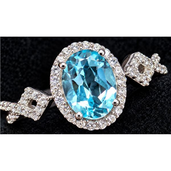 SILVER(3.25G),  BLUE TOPAZ (1.5CT) RING, SUGGESTED RETAIL VALUE $260