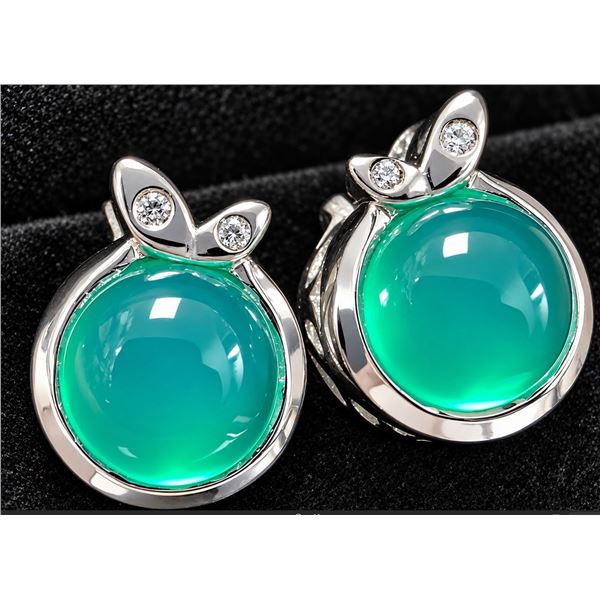 SILVER(4.53G),  GREEN AGATE EARRING, SUGGESTED RETAIL VALUE $240