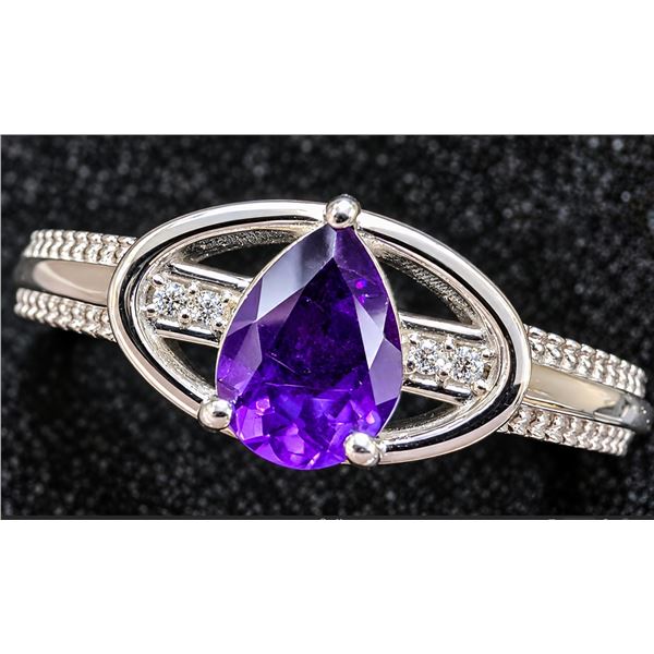 SILVER(3.54G),  AMETHYST (0.75CT) RING, SUGGESTED RETAIL VALUE $240