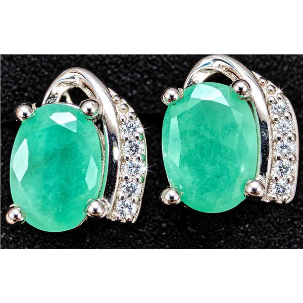 SILVER(2.71G),  EMERALD  (2CT) EARRING SUGGESTED RETAIL VALUE $200